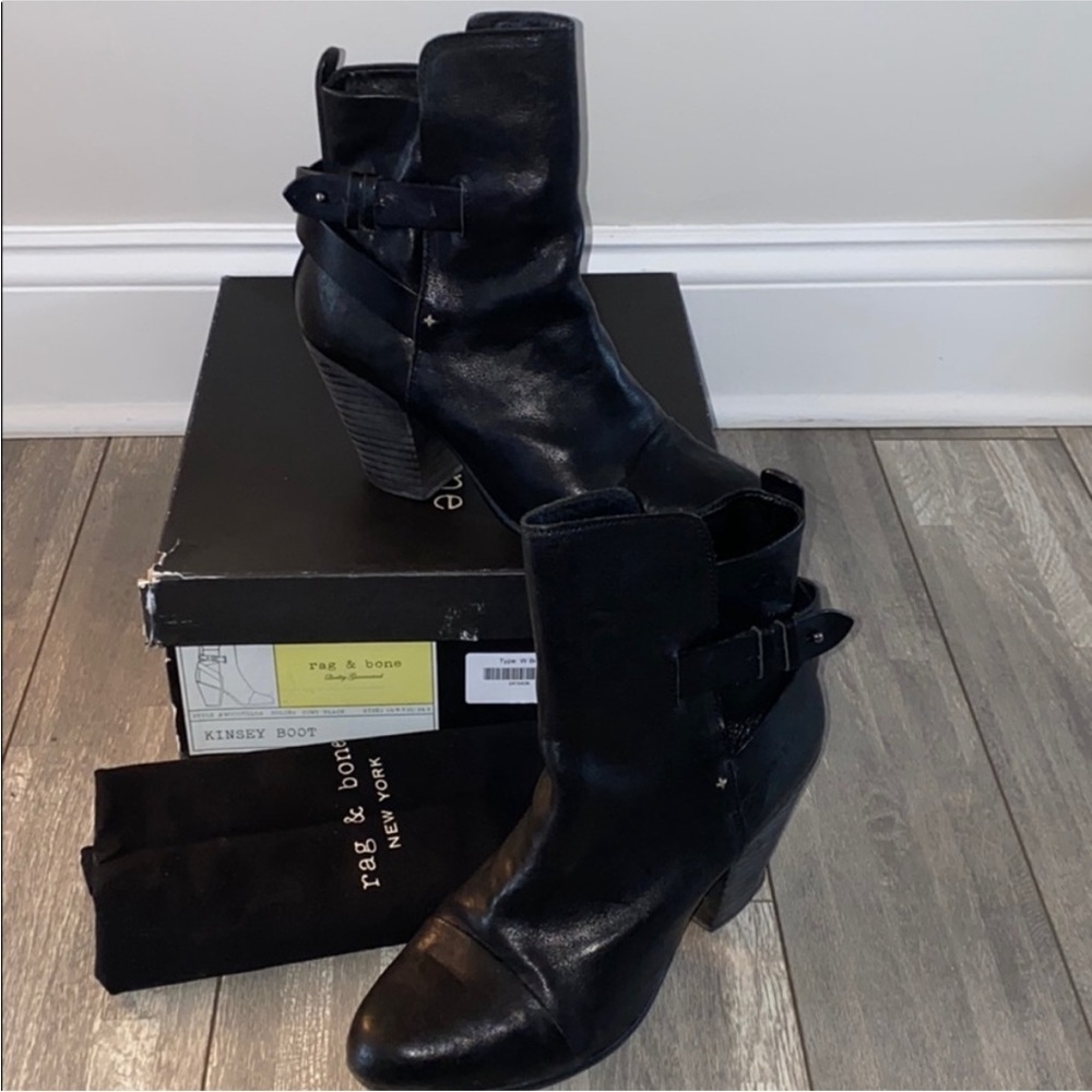 🖤 Rag & Bone 'Kinsey' Black Leather Ankle Boots | Size 9 - Picture 8 of 12